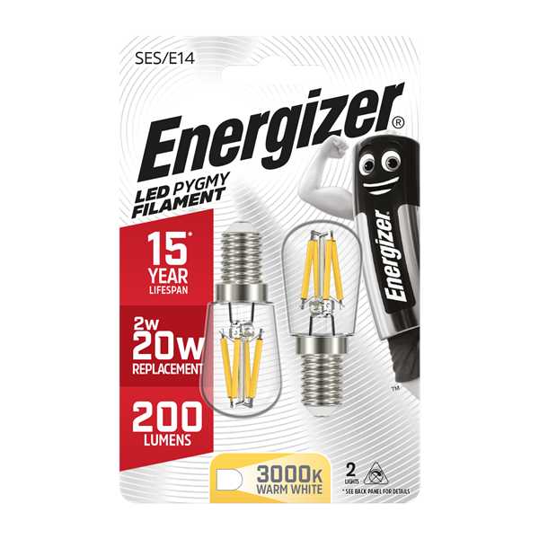 ENERGIZER 2W (20W) E14 LED PYGMY FILAMENT LAMP WARM WHITE