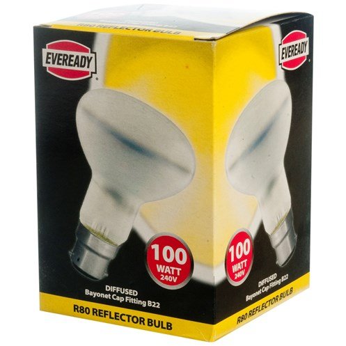 EVEREADY R80 REFLECTOR LAMP B22 100W ROUGH SERVICE