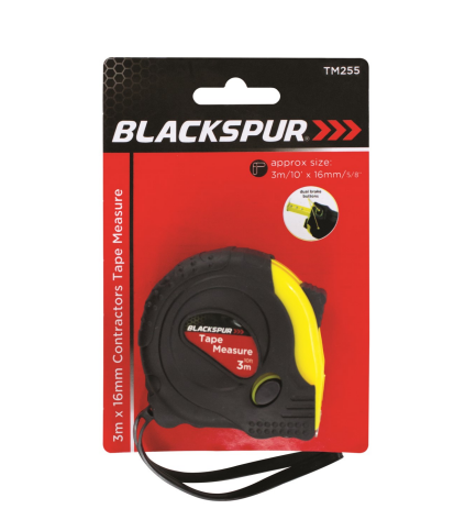 BLACKSPUR 3M X 16MM CONTRACTORS DUAL BLADE TAPE MEASURE