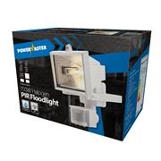 POWERMASTER 120W BLACK ECO HALOGEN FLOODLIGHT FITTING WITH PIR & LIGHT BULB